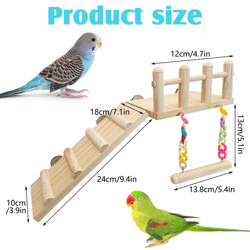 Hamiledyi 17Pcs Parrot Swing Toys Perches Platform with Bird Climbing Ladder Chewing Hanging Standing Colorful Toys Cage Accessories for Parakeet, Conure, Finch, Lovebirds, Budgie, Canary - Image 2