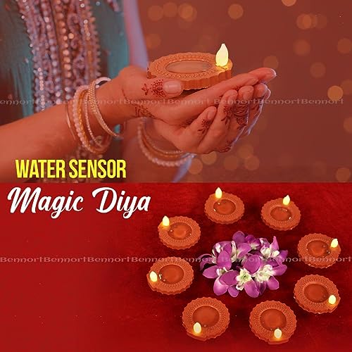 BELLOX ENTERPRISE Bellox Water Sensor Electric LED Diyas Set of 6 Plastic Flameless & Smokeles Diwali Light Diya Warm Ambient Tea Ligth Candles for New Year,Festival,Christmas,Home Decoration (6 Pcs) - Image 2