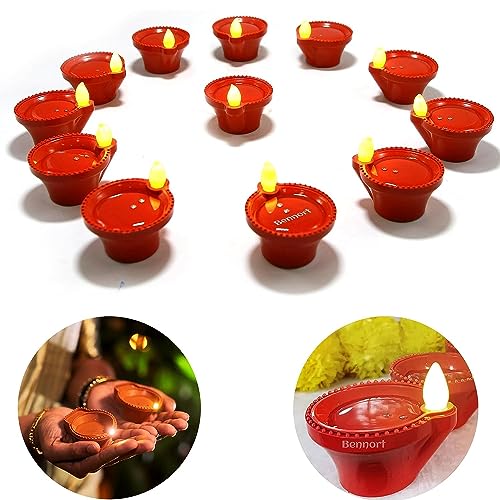 BELLOX ENTERPRISE Bellox Water Sensor Electric LED Diyas Set of 6 Plastic Flameless & Smokeles Diwali Light Diya Warm Ambient Tea Ligth Candles for New Year,Festival,Christmas,Home Decoration (6 Pcs) - Image 1
