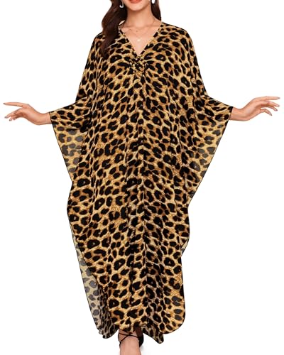 Rossopesca Kaftan Dresses for Women V-Neck Plus Size Batwing Sleeves Moo Moos Beach Cover Ups Long Caftan Dress - Image 1