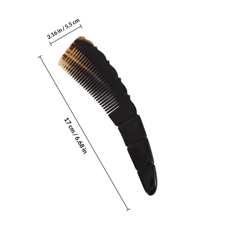Ox Horn Hair Comb Non Static Scalp Massage Styling 20x5 5cm Natural Black Pattern - Image 3