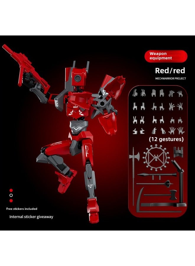 Cool Mecha Joint Doll Toy DIY Assembled Robot Multi-movable Decompression Doll Hand-made Ornaments-Color:Top Version Red - Image 1