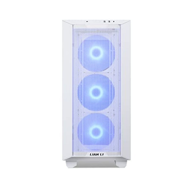 Gaming case for PC builds, white tempered glass and steel, RGB lighting with customizable fan control - Image 4
