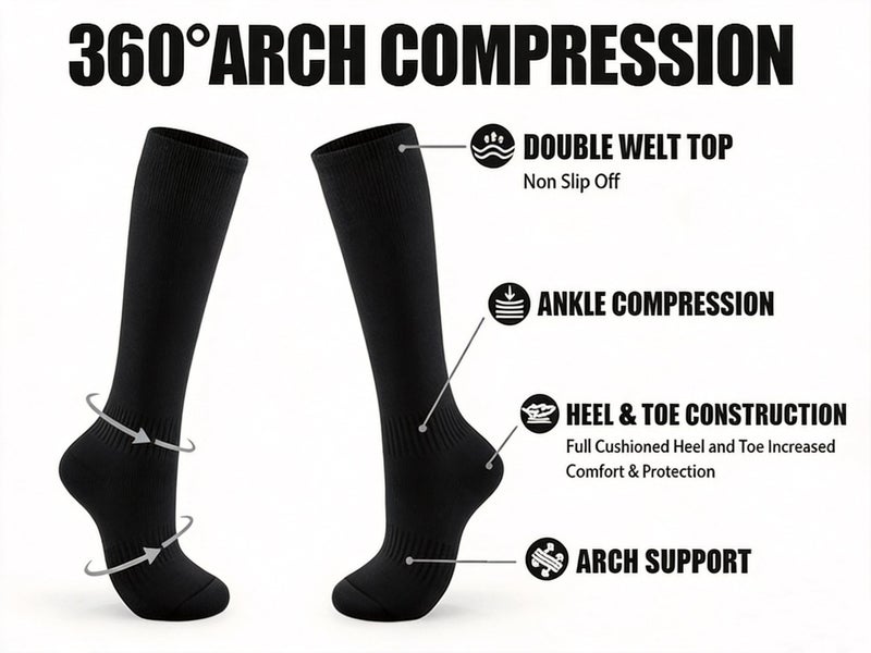 GRAPMKTG 3 Pack Softball Soccer Baseball Socks for Youth Men and Women Football Knee High Socks for Kids Adult Tube Socks for Boys Girls Black Small - Image 4