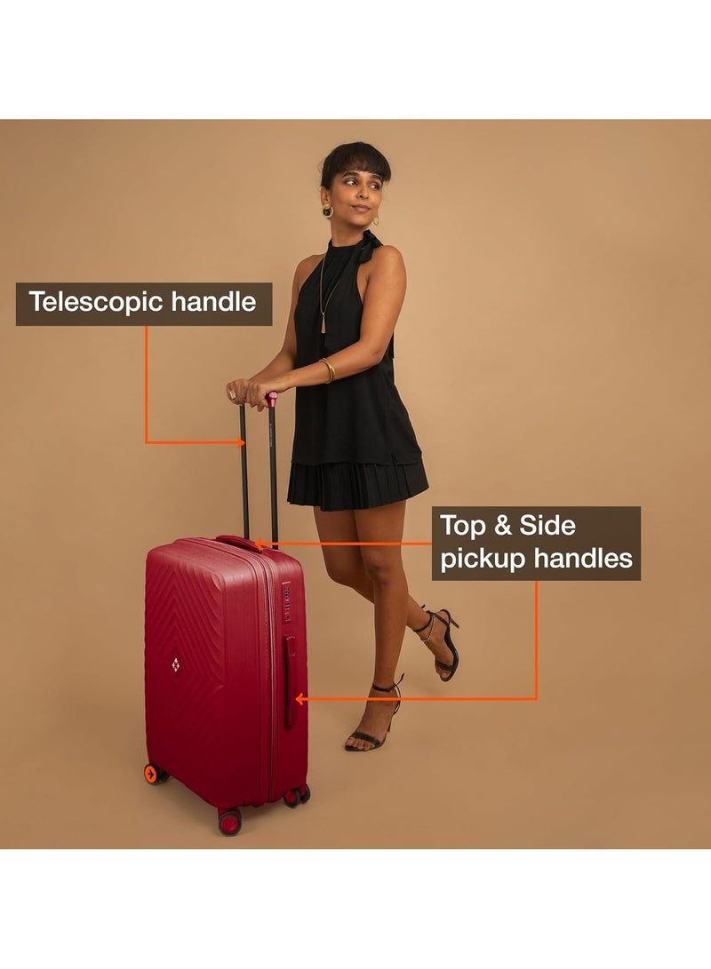 nasher miles Nasher Miles Antwerp Hard-Sided Polypropylene Luggage Set of 3 | 55cm, 65cm & 75cm | TSA Lock 8 Wheels & Expander Small, Medium & Large Trolley Bag for Travel | Suitcase (Maroon)  - Image 5