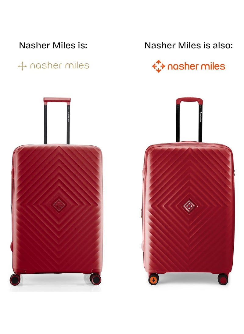 nasher miles Nasher Miles Antwerp Hard-Sided Polypropylene Luggage Set of 3 | 55cm, 65cm & 75cm | TSA Lock 8 Wheels & Expander Small, Medium & Large Trolley Bag for Travel | Suitcase (Maroon)  - Image 2