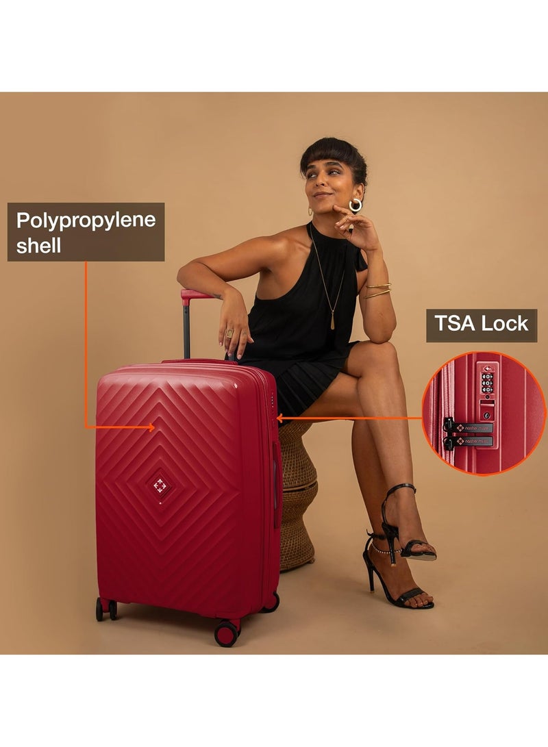 nasher miles Nasher Miles Antwerp Hard-Sided Polypropylene Luggage Set of 3 | 55cm, 65cm & 75cm | TSA Lock 8 Wheels & Expander Small, Medium & Large Trolley Bag for Travel | Suitcase (Maroon)  - Image 3