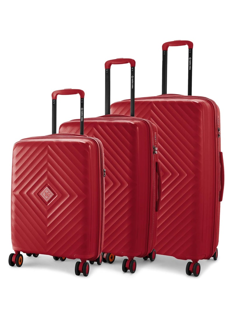 nasher miles Nasher Miles Antwerp Hard-Sided Polypropylene Luggage Set of 3 | 55cm, 65cm & 75cm | TSA Lock 8 Wheels & Expander Small, Medium & Large Trolley Bag for Travel | Suitcase (Maroon)  - Image 1
