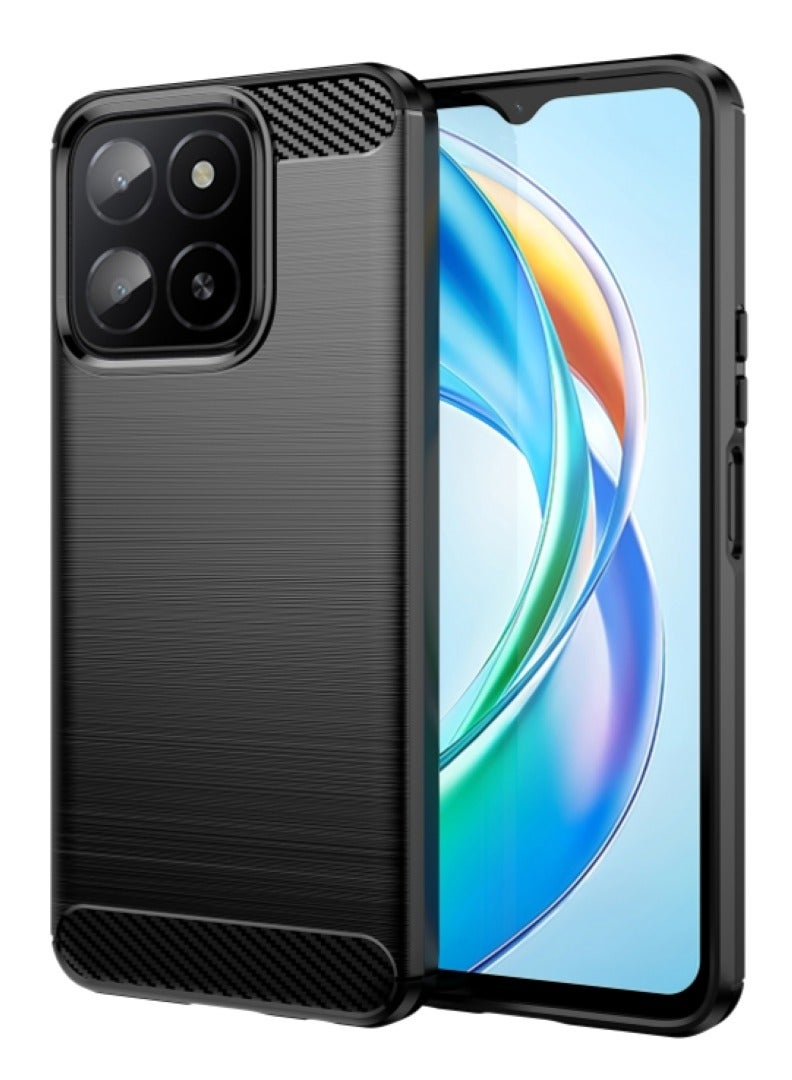 Honor X5B / Honor X5B Plus Case Cover – Rugged Shield Design, Brushed Carbon Fiber Texture, Shockproof TPU, Anti-Slip, Slim and Lightweight Protection in Black  - Image 1