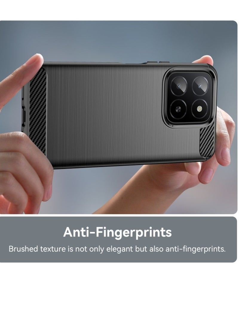 Honor X5B / Honor X5B Plus Case Cover – Rugged Shield Design, Brushed Carbon Fiber Texture, Shockproof TPU, Anti-Slip, Slim and Lightweight Protection in Black  - Image 2