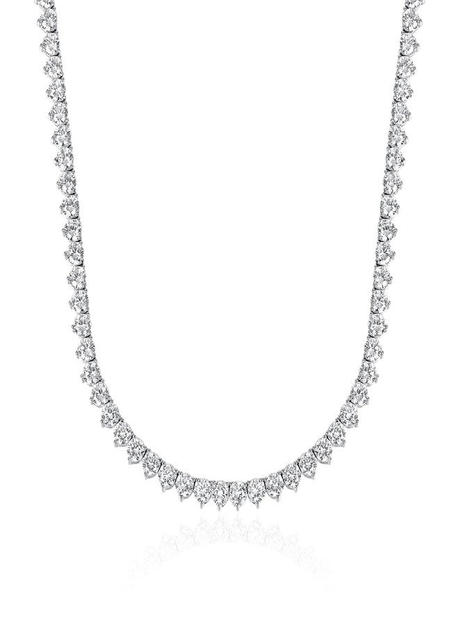 MDFUN Tennis Necklace for Women and Men 18K Gold Plated 3 prong Cubic Zirconia Chain 4mm Round cut CZ Chain (White, 16IN) - Image 1