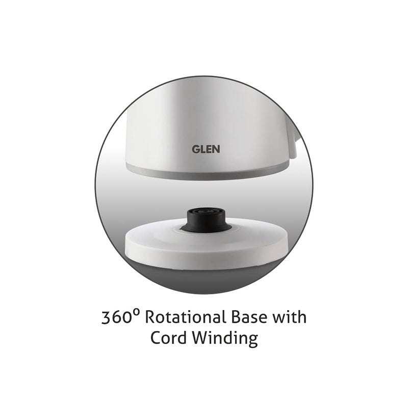 GLEN Electric Kettle 800ml, Plastic Clad Stainless Steel, Cordless, 360° Rotation Base, Auto Shutoff, 800W, Kettle for Hot Water & Tea - White (9004) - Image 4
