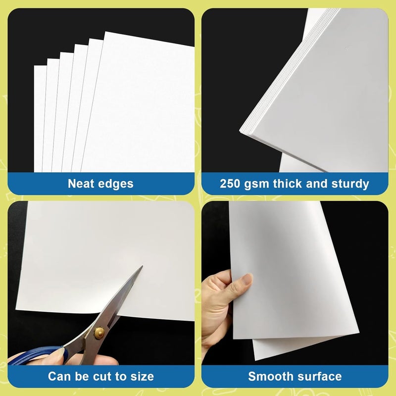 rookea 10 Pcs Poster Board 22" x 28" White Poster Paper Bulk, ROOKEA 250 GSM Vision Board for Arts Craft Projects Presentations Drawing Scrapbooking Blank Graphic Display Office Supplies - Image 3