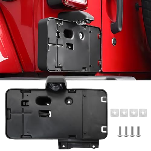 JINCHEN Black Rear License Plate Holder Frame with License Plates Mounting Bracket Compatible with Jeep Wrangler JK 20072017 - Image 1