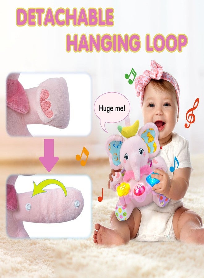 Ryotagift Baby Bilingual Musical Elephant Stuffed Animals Toys,Infant Early Learning Toy with Light-Up Music & Crinkle,Tummy Time Toys for 0 3 6 9 12+ Months for Baby Boy Girl Gift,Pink - Image 3