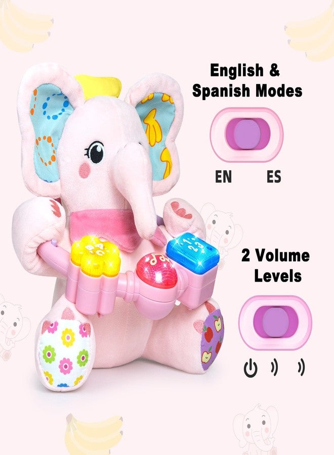 Ryotagift Baby Bilingual Musical Elephant Stuffed Animals Toys,Infant Early Learning Toy with Light-Up Music & Crinkle,Tummy Time Toys for 0 3 6 9 12+ Months for Baby Boy Girl Gift,Pink - Image 5