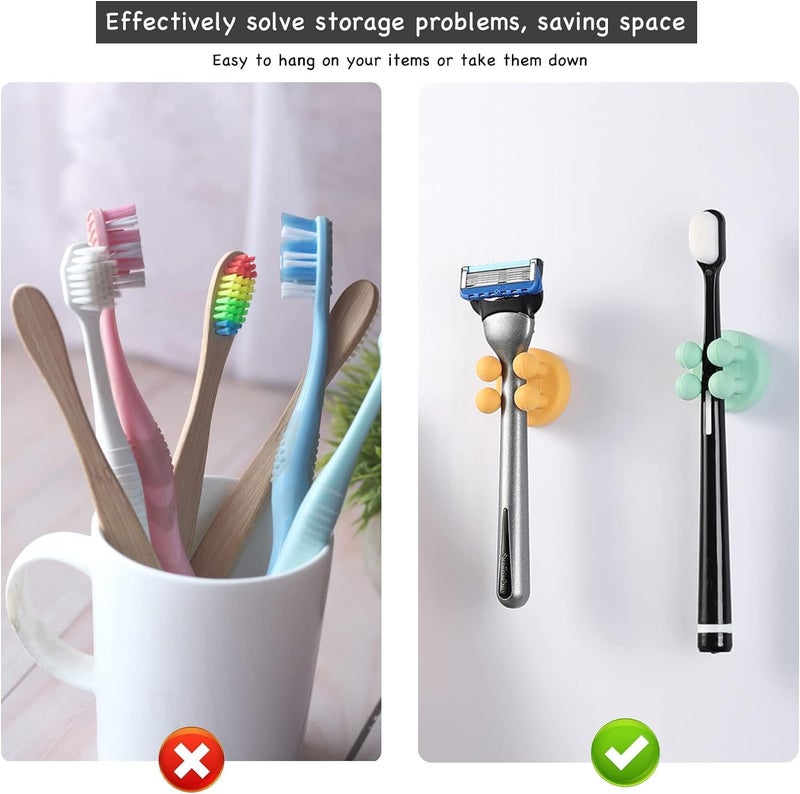 TOZKYN 4Pcs Toothbrush Holders for BathroomMultifunctional Organizer for ToothbrushToothpaste RV Car Dorm RoomWaterproof Toothbrush Hook Plug Holder for WallSelf Adhesive Wall Mounted Hooks - Image 3