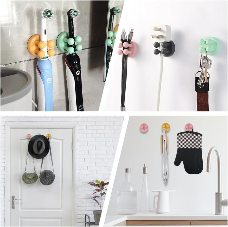 TOZKYN 4Pcs Toothbrush Holders for BathroomMultifunctional Organizer for ToothbrushToothpaste RV Car Dorm RoomWaterproof Toothbrush Hook Plug Holder for WallSelf Adhesive Wall Mounted Hooks - Image 4