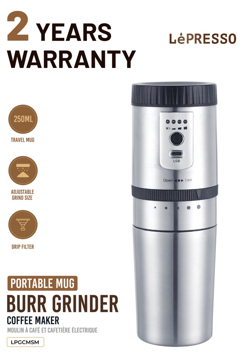 LePRESSO Portable Coffee Machine Mini Grinding and Coffee Maker with Stainless Steel Mug - Image 1