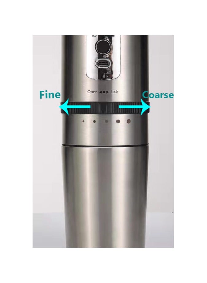 LePRESSO Portable Espresso Maker, Mini Grinding & Coffee Maker, Adjustable Grinding Size, Electric Burr Coffee Grinder, Stainless Steel Blades, Mini Espresso Maker for Travel, Home, Office - Silver - Image 3