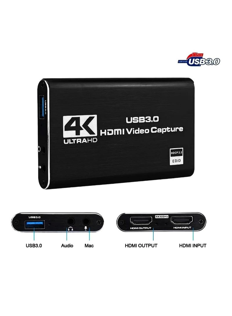Portable HDMI & USB 3.0 Video Capture Adapter - 4K & 1080p - For Game Streaming, Live Broadcasting, Video Recording - Image 2