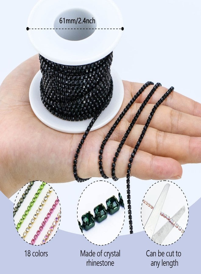 Dowarm 10 Yards 2MM Black Crystal Rhinestone Close Chain Trim for Sewing Crocs Shoes Clothes Cups, SS6 Claw Rhinestone Chain for Craft Jewelry Wedding Bouquet DIY Decoration - Image 3