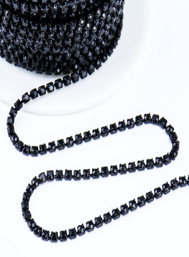 Dowarm 10 Yards 2MM Black Crystal Rhinestone Close Chain Trim for Sewing Crocs Shoes Clothes Cups, SS6 Claw Rhinestone Chain for Craft Jewelry Wedding Bouquet DIY Decoration - Image 2