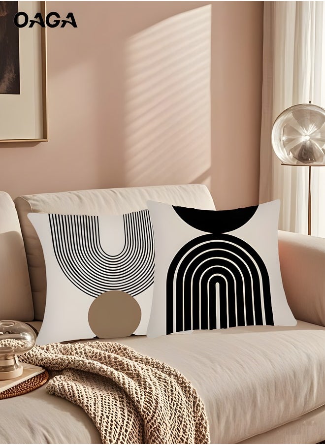 OAGA OAGA Throw Pillow Covers Pack of 4, Sofa Pillow Covers 18x18 Inch, Cushion Covers Squre Modern Abstract Geometric Style Home Decor, Decorative Pillow Covers for Couch, Car, Bedroom, Living Room (Double sided pattern)  - Image 2
