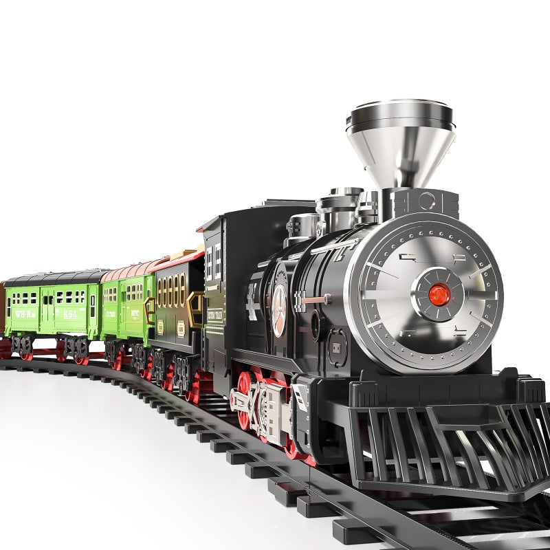 TEMI Large Train Set Kids Electric Train Toy with 3 Way Smoke Locomotive Light and Sounds Cargo Cars and Long Tracks Large Gift Train Set for Boys Girls - Image 3