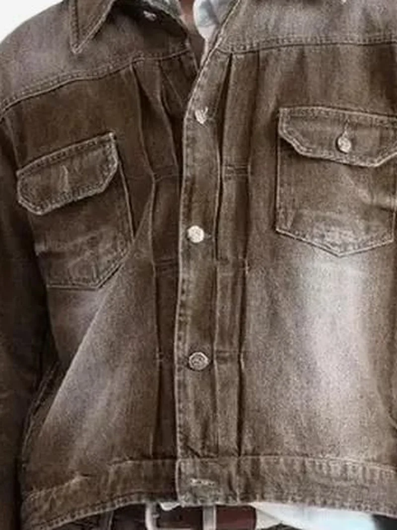Giesto Beaver Brown GIESTO Denim Jacket with Pockets for Men | Best Price UAE