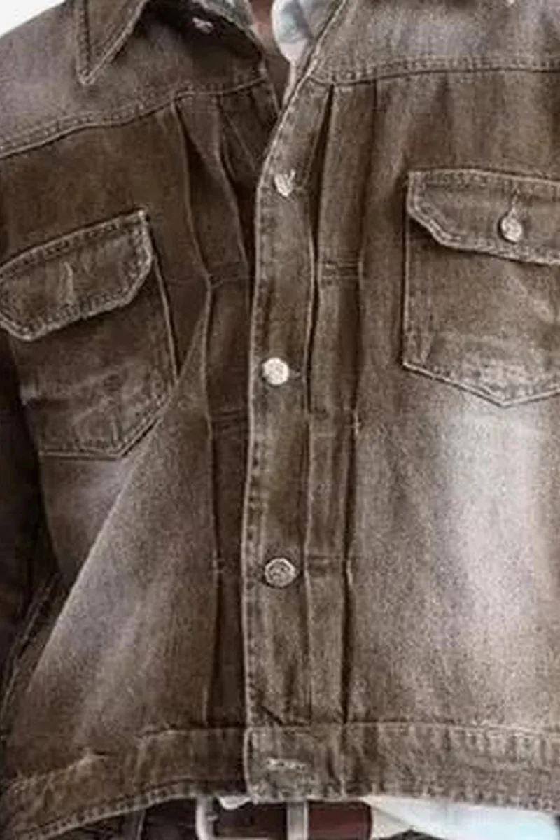 Giesto Beaver Brown GIESTO Denim Jacket with Pockets for Men | Best Price UAE