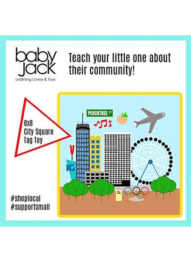The Learning Lovey Baby Jack & Co 8x8” Learning Lovey Atlanta Georgia Tag Toys for Babies - Baby Crinkle Toys - Soft & Safe - Learn USA Cities and Shapes - Ideal Baby Toy & Gift BPA Free w/Stroller Clip  - Image 4