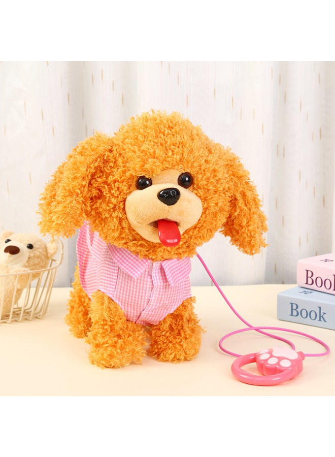 Electric Plush Dog Wagging Tail And Spitting Tongue To Put Music Electric Toys For Little Girls Children's Day Gift Wholesale-Color:Wheat Color 27*27*10CM-Specifications:No Movement  - Image 1