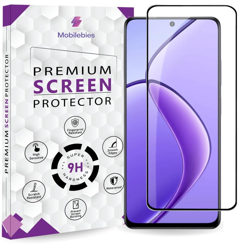 Mobilebies Premium Tempered Glass Screen Protector Guard For Realme 12 (6.72 Inch, Pack of 1) | Edge to Edge Coverage With Easy to installation kit - Image 1