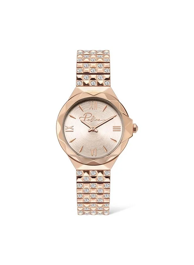 POLICE Agra Round Shape Analog Wrist Watch 34 mm - Rose Gold - PL.16072BSR/32M