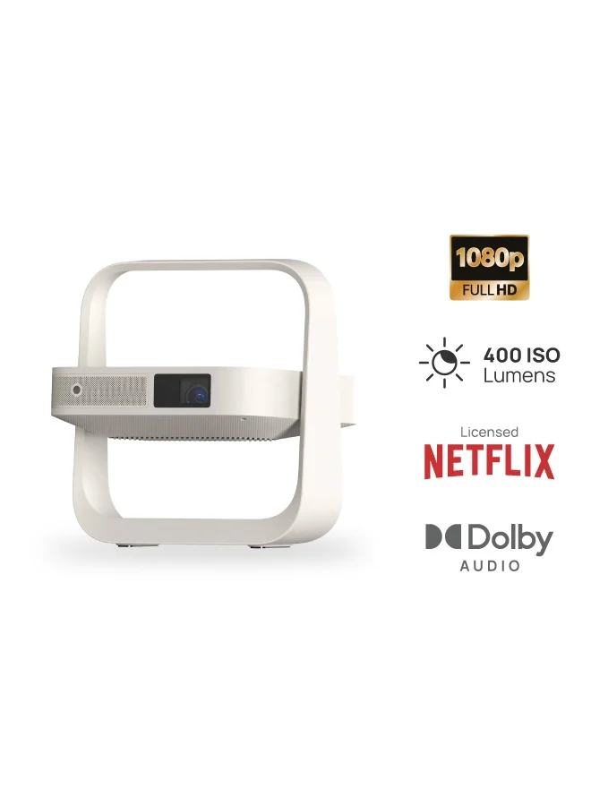 XGIMI ELFIN FLIP | Portable Projector, 1080P FHD Resolution, DLP Projector, Licensed Netflix, Build-in Adjustable Stand, Lightweight and Compact Design, 400 ISO Lumens, Screen Adaption, 2 x 3W Speakers