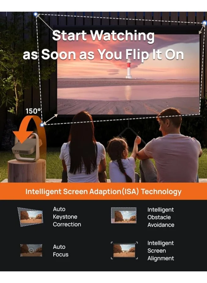 XGIMI ELFIN FLIP | Portable Projector, 1080P FHD Resolution, DLP Projector, Licensed Netflix, Build-in Adjustable Stand, Lightweight and Compact Design, 400 ISO Lumens, Screen Adaption, 2 x 3W Speakers