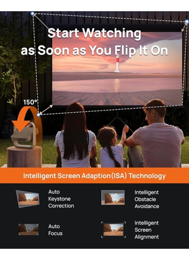 XGIMI ELFIN FLIP | Portable Projector, 1080P FHD Resolution, DLP Projector, Licensed Netflix, Build-in Adjustable Stand, Lightweight and Compact Design, 400 ISO Lumens, Screen Adaption, 2 x 3W Speakers  - Image 4