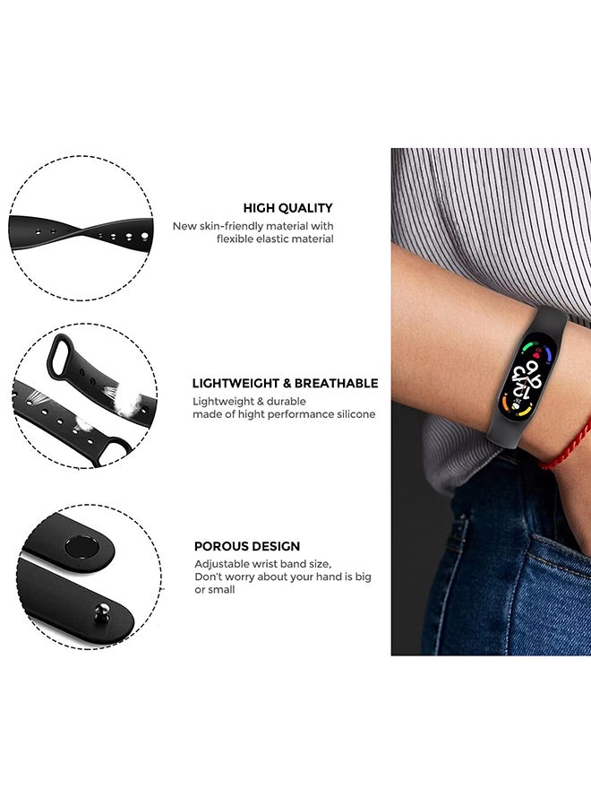 O Ozone [Pack Of 5] Silicone Strap Compatible with Xiaomi Mi Band 7 / 6 / 5 Soft Silicone Sport Replacement Wristband Accessories for Women Men (Black/Grey/Blue/Green/White)  - Image 3