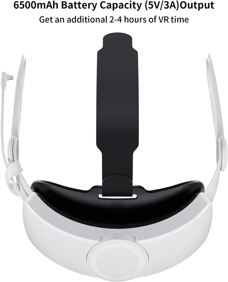 annapro Battery Head Strap for Meta Quest 3/Meta Quest 3S, Elite Strap with 8000mAh Battery Fast Charging Compatible with Oculus/Meta Quest 3S/3 Accessories, Enhance Comfort Extend Playtime, White - Image 2