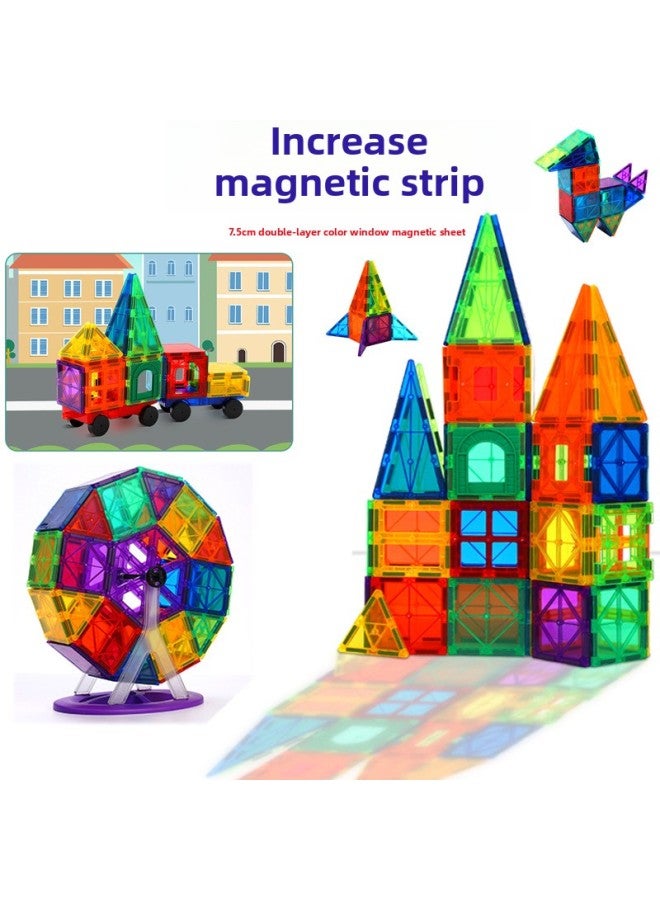 7.5CM Color Window Magnetic Sheet Children's Variety Educational Toys Transparent Strong Magnetic Assembling Building Blocks Can Be Sent On Behalf/Wholesale-Specifications:88PCs (English Color Box Packaging)  - Image 2