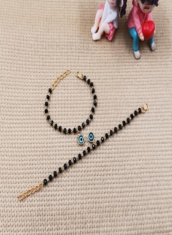 JHB Baby Bracelet Black Bead Crystal Nazariya Evil Eye Kids Bracelet for Baby Girls & Baby Boys - Image 5