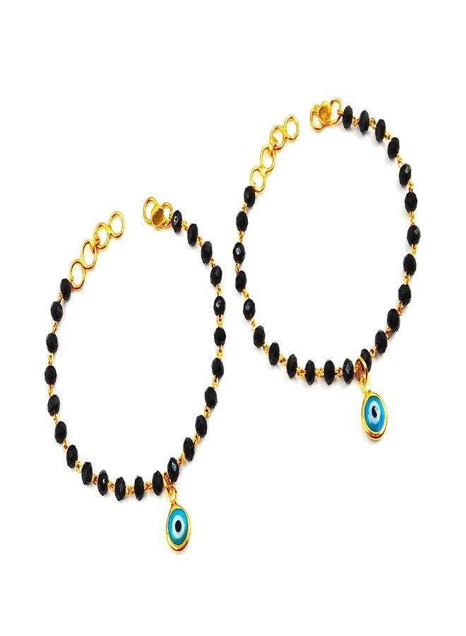 JHB Baby Bracelet Black Bead Crystal Nazariya Evil Eye Kids Bracelet for Baby Girls & Baby Boys - Image 1