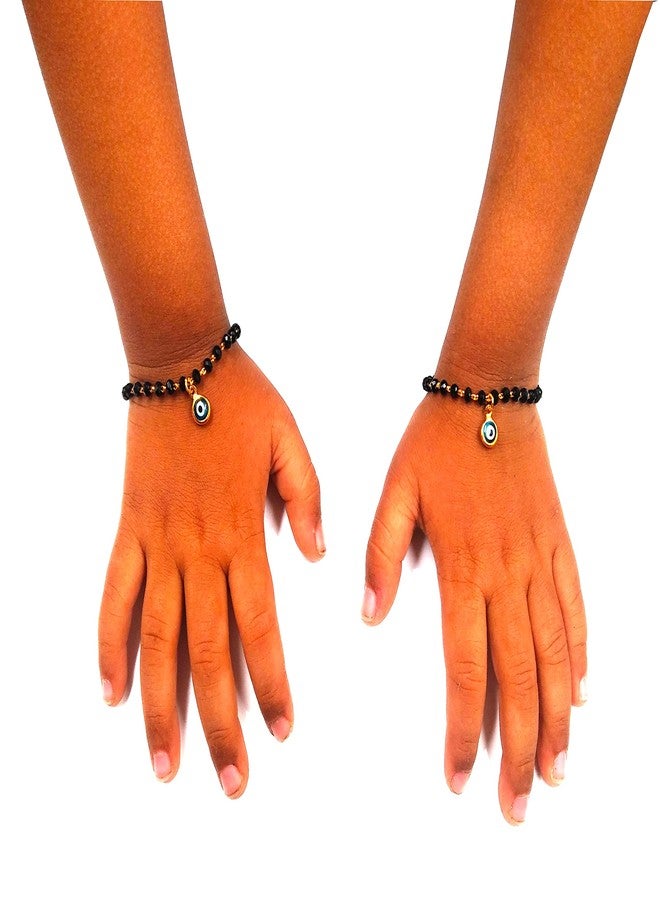JHB Baby Bracelet Black Bead Crystal Nazariya Evil Eye Kids Bracelet for Baby Girls & Baby Boys - Image 3