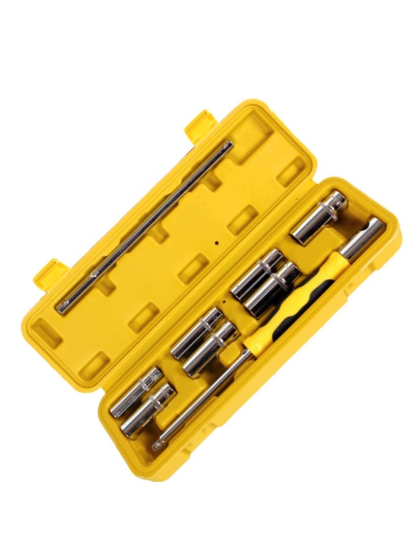 Eastman Eastman THandle Socket Wrench Set 9 Pcs 1 THandle Rod 7 Hex Sockets and 1 Blow Case Socket Wrench For Heavy Duty Automobile Mechanic DIY Household Repair E2219S  - Image 1