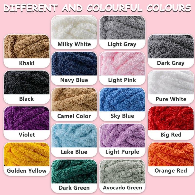 Mooaske 8 Pack Chunky Yarn for Hand Knitting - Chunky Chenille Yarn for Crocheting - Fluffy Yarns for Crochet - Jumbo Yarns for Hand Knitting 28.4 Yds 7.7 Oz Per Roll (8, Big Red-Milky White) - Image 5