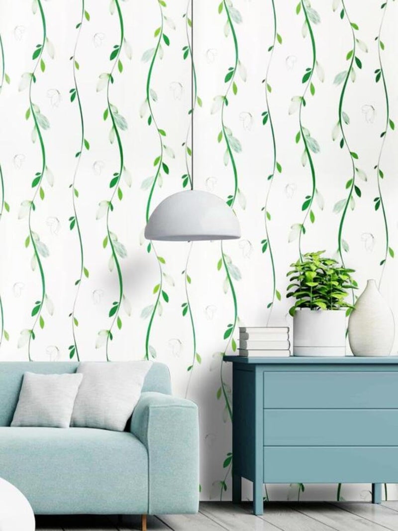 RedChimes Self-Adhesive Wallpaper Waterproof Old Furniture Vinyl Stickers Wooden Door Wardrobe Desktop PVC Wall Papers 45 X 304 CM (Green Leaves) - Image 3