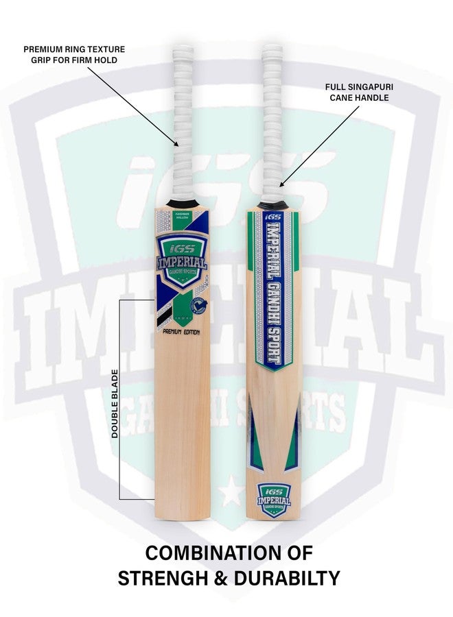 IGS Grade A Kashmir Willow Cricket Bat | Standard Size Cricket Bat | Professional Bat for Leather Ball Singapore Cane Handle - Image 3