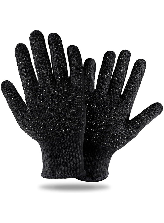 HY Heat Resistant Glove With Silicone Bumps For Hair Iron Tool, Professional Heat Gloves For Heat Press, Heat Protectant Gloves For Hair Styling, Sublimation Gloves Heat Resistant (Black) - Image 1