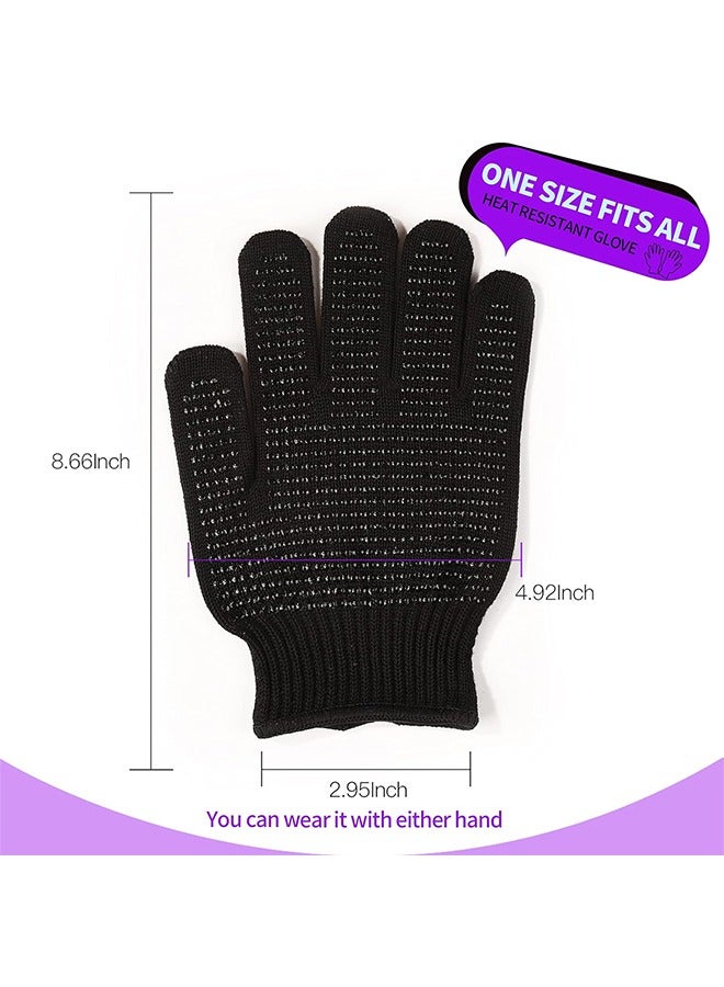HY Heat Resistant Glove With Silicone Bumps For Hair Iron Tool, Professional Heat Gloves For Heat Press, Heat Protectant Gloves For Hair Styling, Sublimation Gloves Heat Resistant (Black) - Image 2